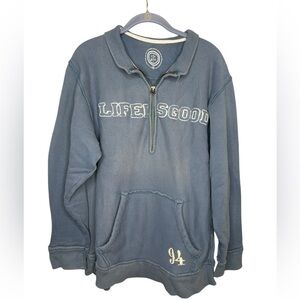 Life Is Good sweatshirt Men's Slate Blue Half-Zip Size medium